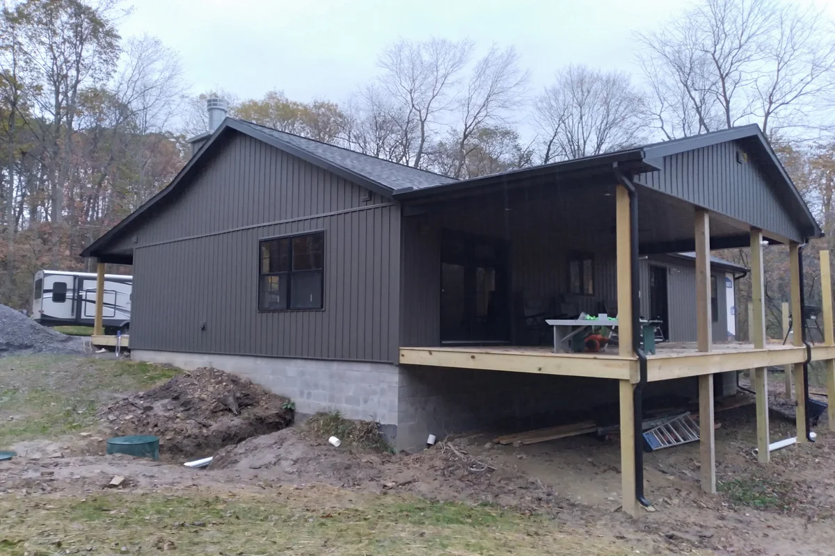 Full view of the beautifully remodeled cabin exterior