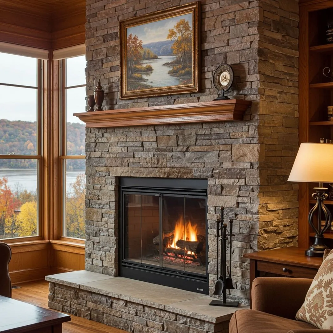 A cozy fall fireplace remodel showcasing quality craftsmanship