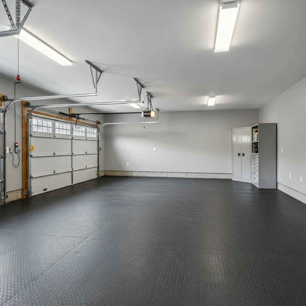 Custom garage remodel in Lewisburg PA with new flooring and storage by Union County Contracting in Lewisburg, PA