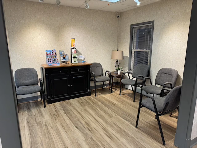 Close-up of newly installed LVP flooring in a commercial remodel in Lewisburg PA