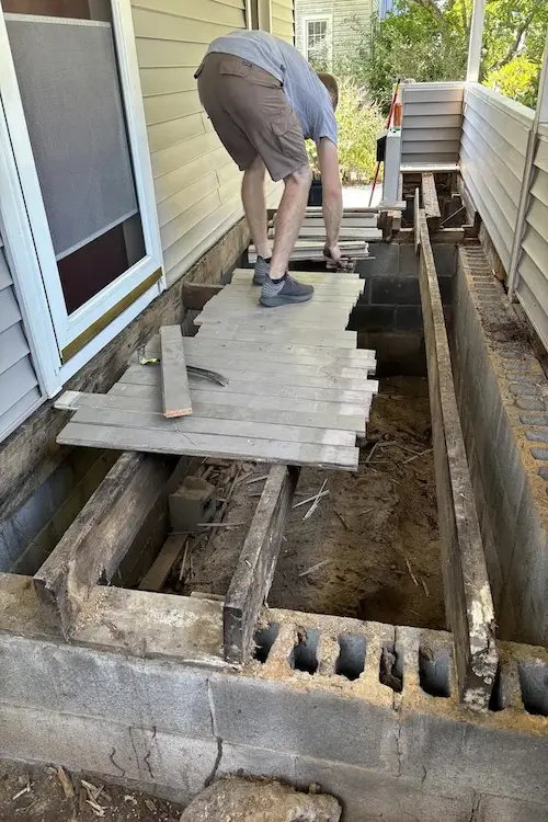 Process: Building the custom exterior cellar door.